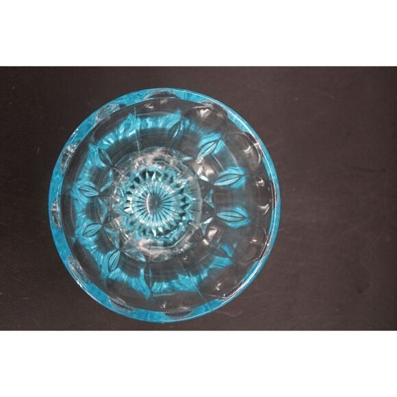 Vintage Anchor Hocking "Fairfield" Pattern Light Blue Lidded Candy Dish - Picture 5 of 9